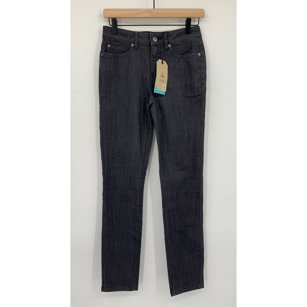 Prana Kayla High Rise Jean Womens‎ 0 Short Black Denim Solid Organic Cotton NEW